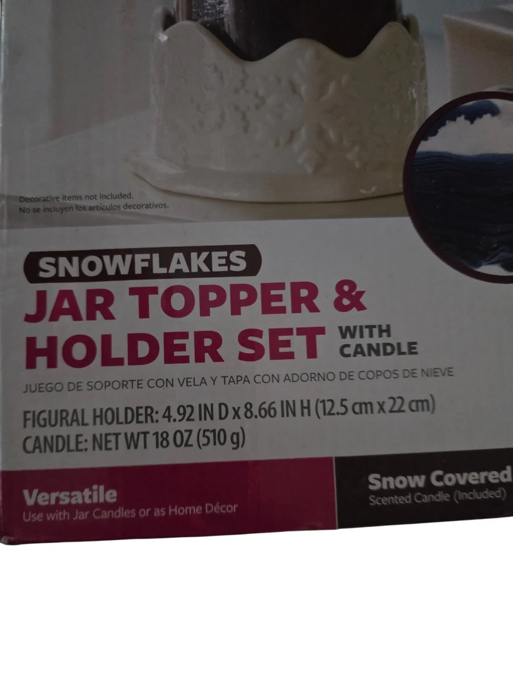 Better Homes and Gardens Snowflakes Jar Topper & Holder Set - White